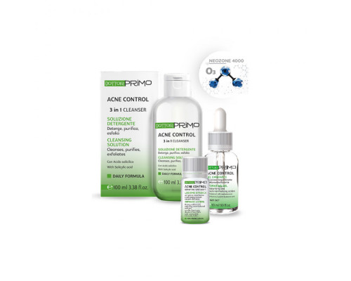 Система дом догляду ACNE CONTROL 24H з трьох продуктів: очищення, лікувальна гідратація, локальне лікування