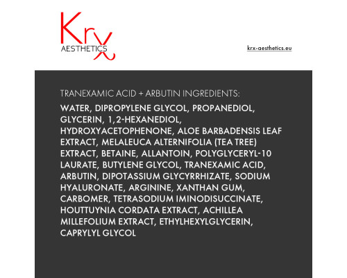 TRANEXAMIC ACID + ARBUTIN SHEET MASK PACK KRX Aesthetics. 